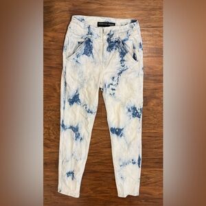 Veronica Beard Kallie Tie Dye High Rise Straight Leg Crop Jeans Bleached Size 23
